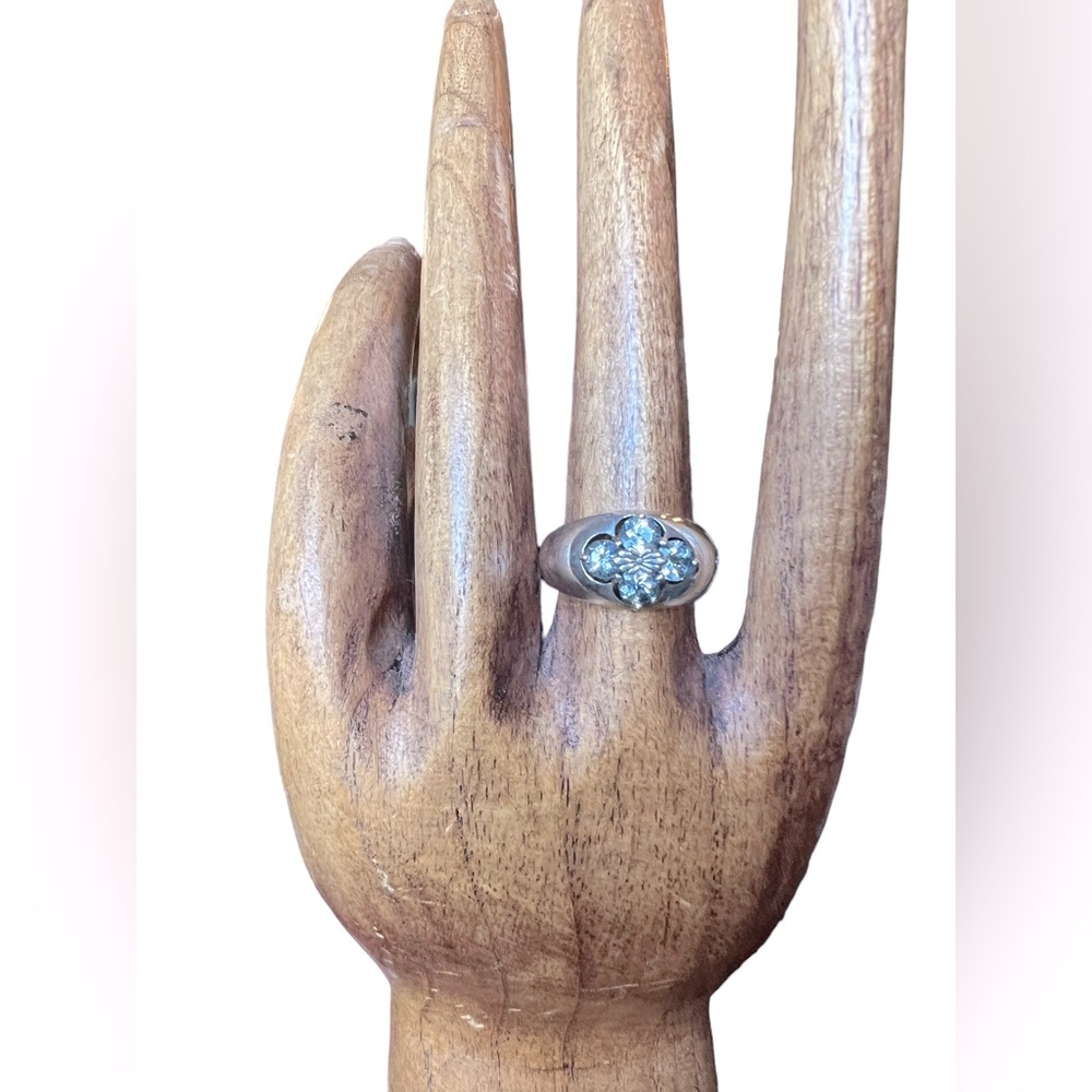 Sterling silver and light blue topaz ring